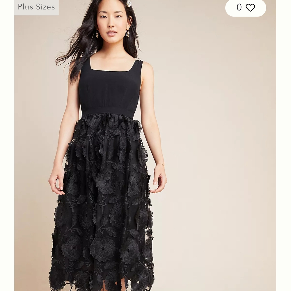 Anthropologie Black Textured Midi Dress